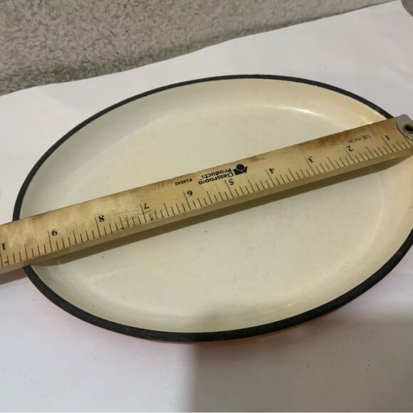 RACHAEL RAY Orange Enamel Cast Iron Oval Fajita Fry Pan Skillet - Picture 4 of 5